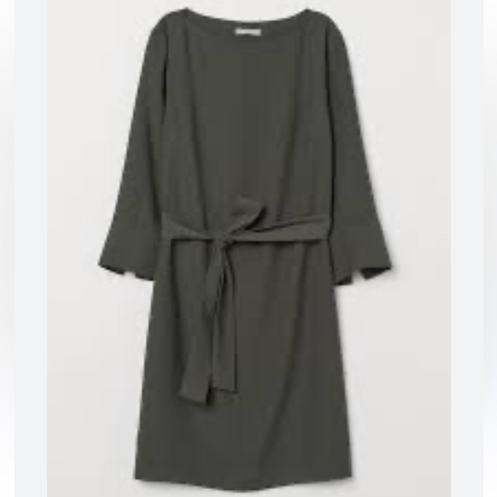 H&M Olive Green Belted Dress